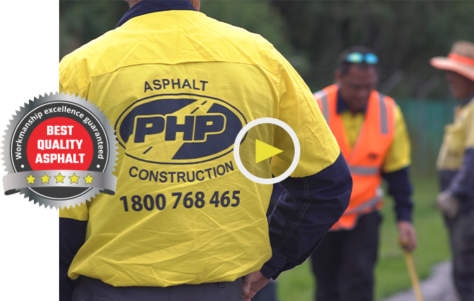 Back of Pothole People Qld worker with the logo 'Best Quality Asphalt'