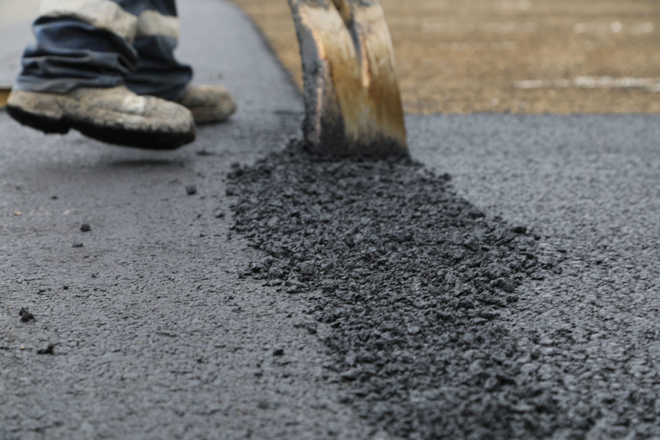 Asphalt being spread out