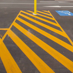 Line marked car park close up