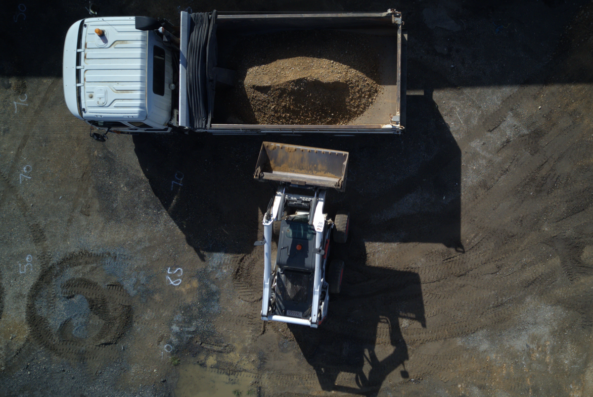 Top view of asphalt truck